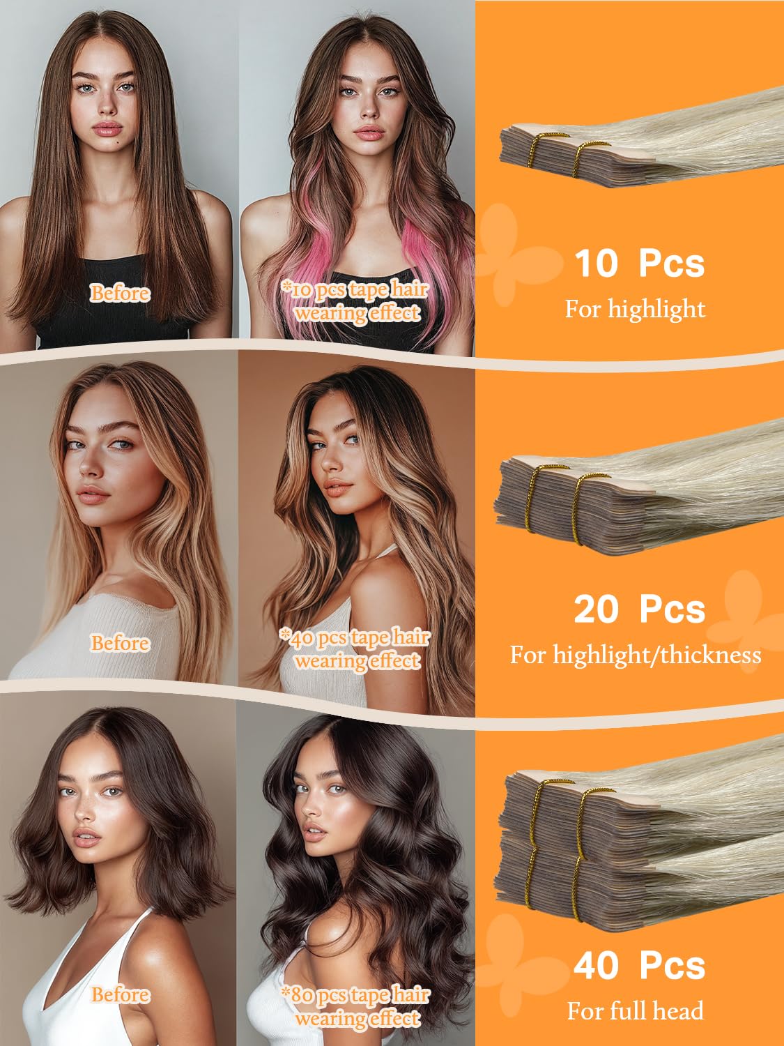 DOORES Hair Extensions Human Hair Tape in, Ash Blonde Highlighted Platinum Blonde 14 Inch 25g 10pcs, Tape in Human Hair Extensions Remy Straight Hair Double Side Tape