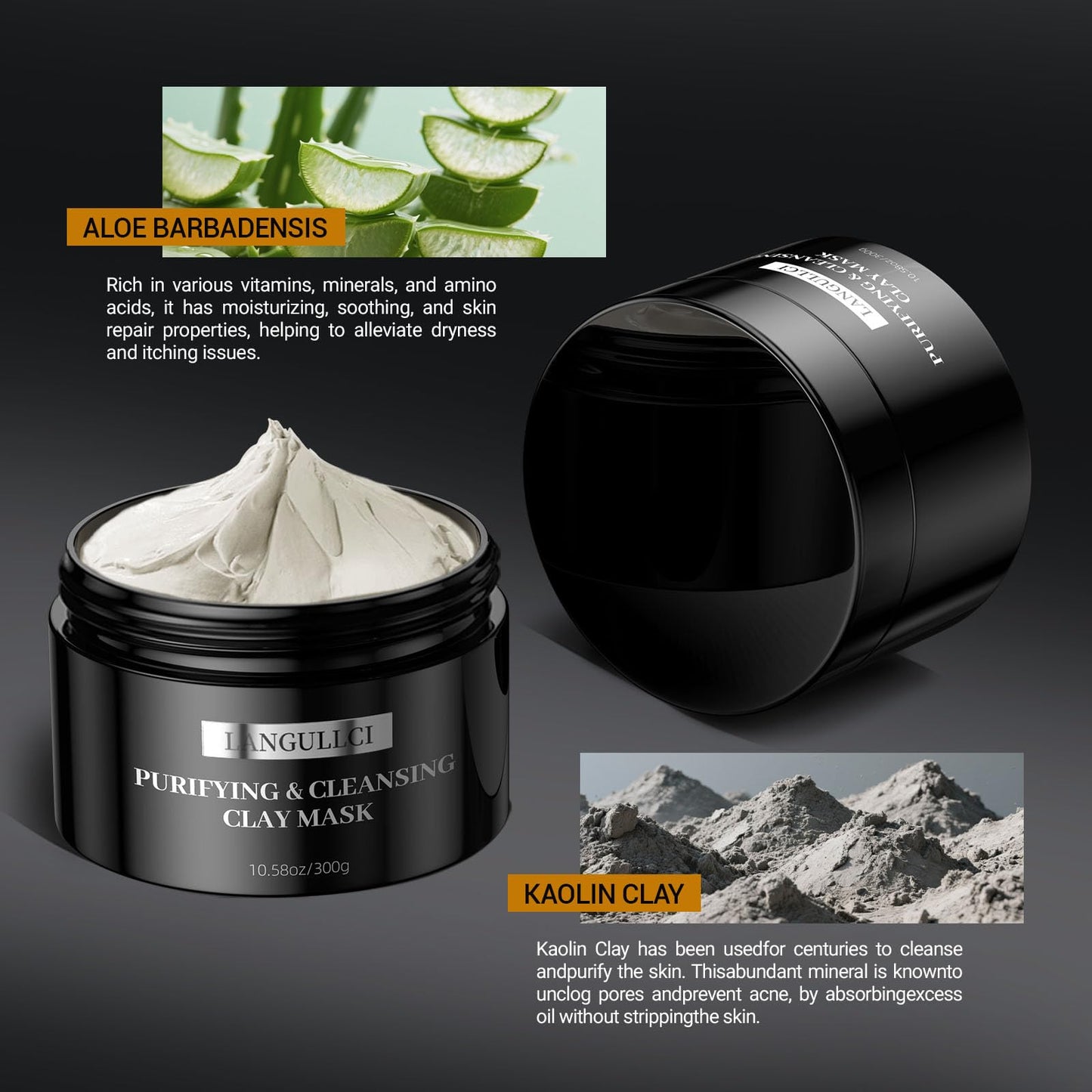 Kaolin Clay Mask for Face, Blackhead Remover & Oil Control, 10.5 oz