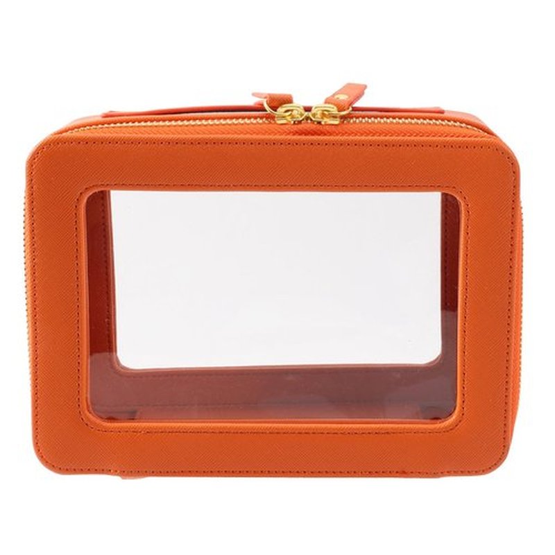 SANHECUN Toiletry bag waterproof cosmetic organizer with with handle large opening for travelling car organizers (Orange)