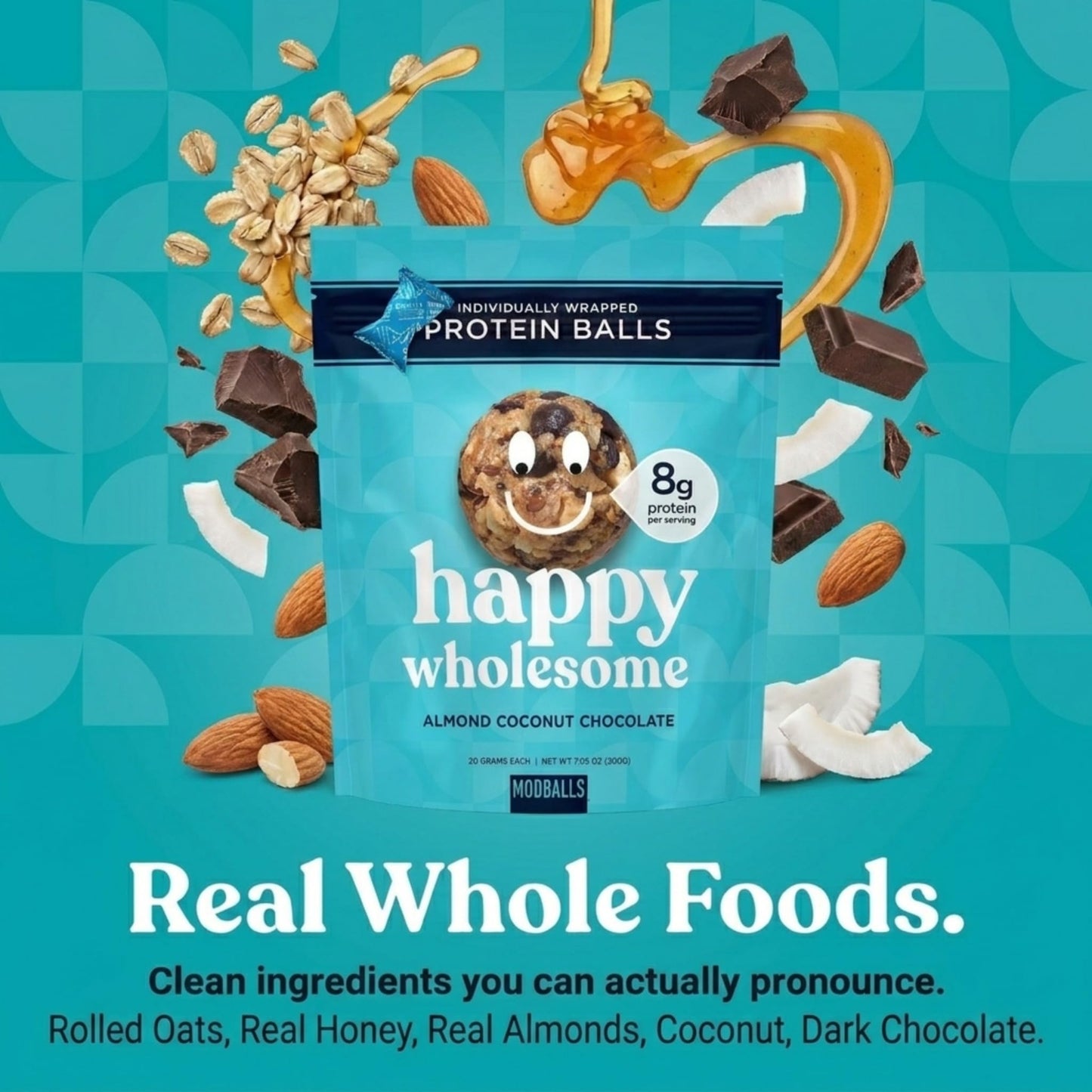 Happy Wholesome Almond Coconut Chocolate Protein Balls, 10 Count