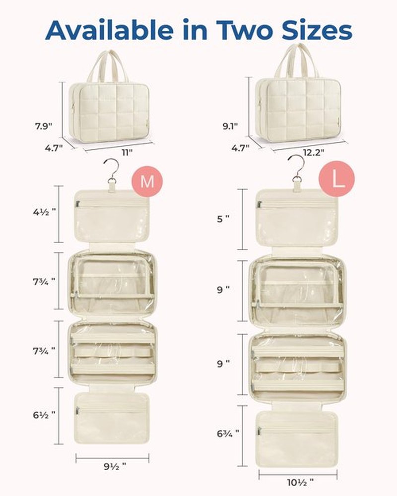 BAGSMART Travel Toiletry Bag with Jewelry Organizer, Hanging Travel Bag for Toiletries, Puffy Makeup Cosmetic Bag Organizer, Carry-on Travel Accessories Essentials, Purple-L
