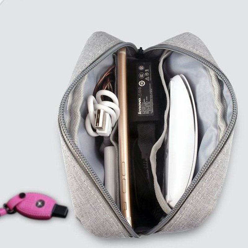 ERCRYSTO Universal Electronics/Accessories Soft Carrying Case Bag, Durable & Light-Weight,Suitable for Out-Going, Business, Travel and Cosmetics Kit (Small+Big-Gray)