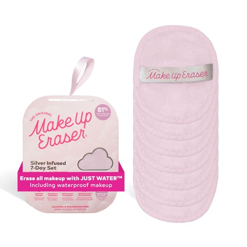 The Original MakeUp Eraser, 7-Day Set, Erase All Makeup With Just Water, Including Waterproof Mascara, Eyeliner, Foundation, Lipstick, Sunscreen, and More! Silver Infused, 7ct.