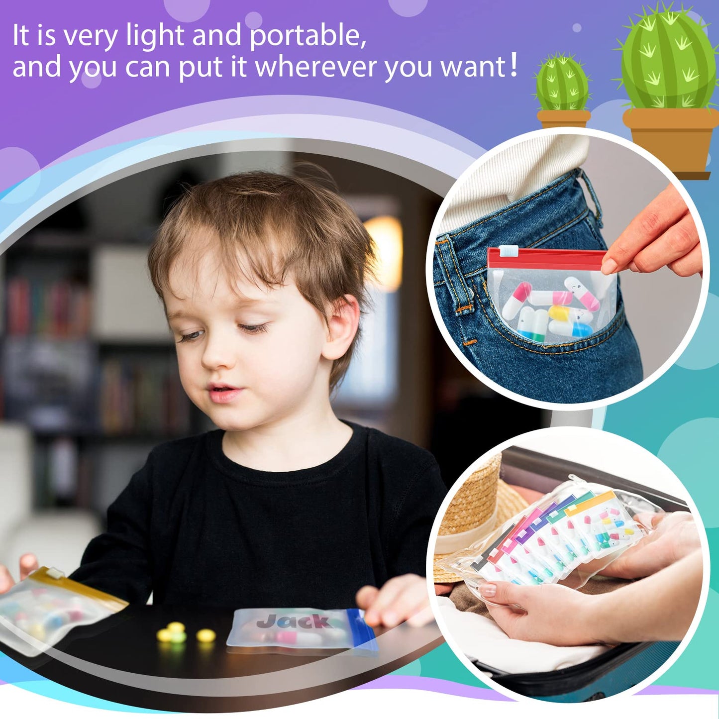 Sherr 35 Pcs Pill Pouch Bags with Zipper Pill Pouch Set Travel Reusable Translucent Medicine Organizer Self Sealing Plastic Bag with Slide Lock for Storage(Classic Colors,3 x 3 Inch,Blank Style)