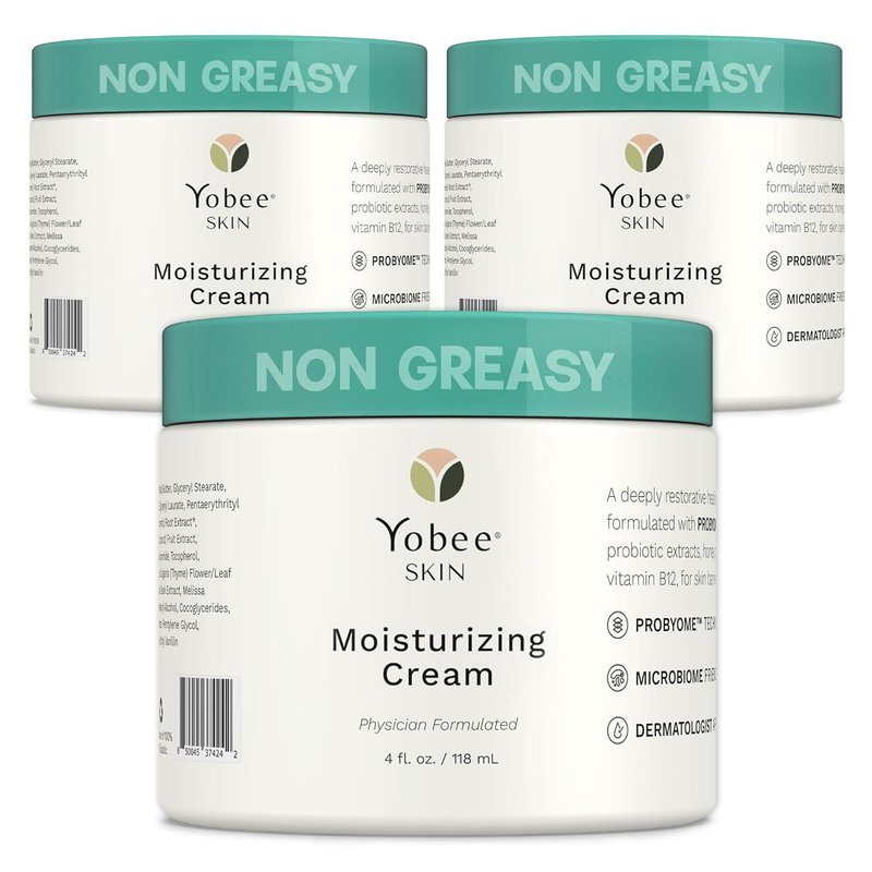 Moisturizing Cream for Dry, Sensitive Skin - Probiotic Extracts, Honey, Turmeric, Vitamin B12 | Fragrance-Free for Kids & Adults (3)