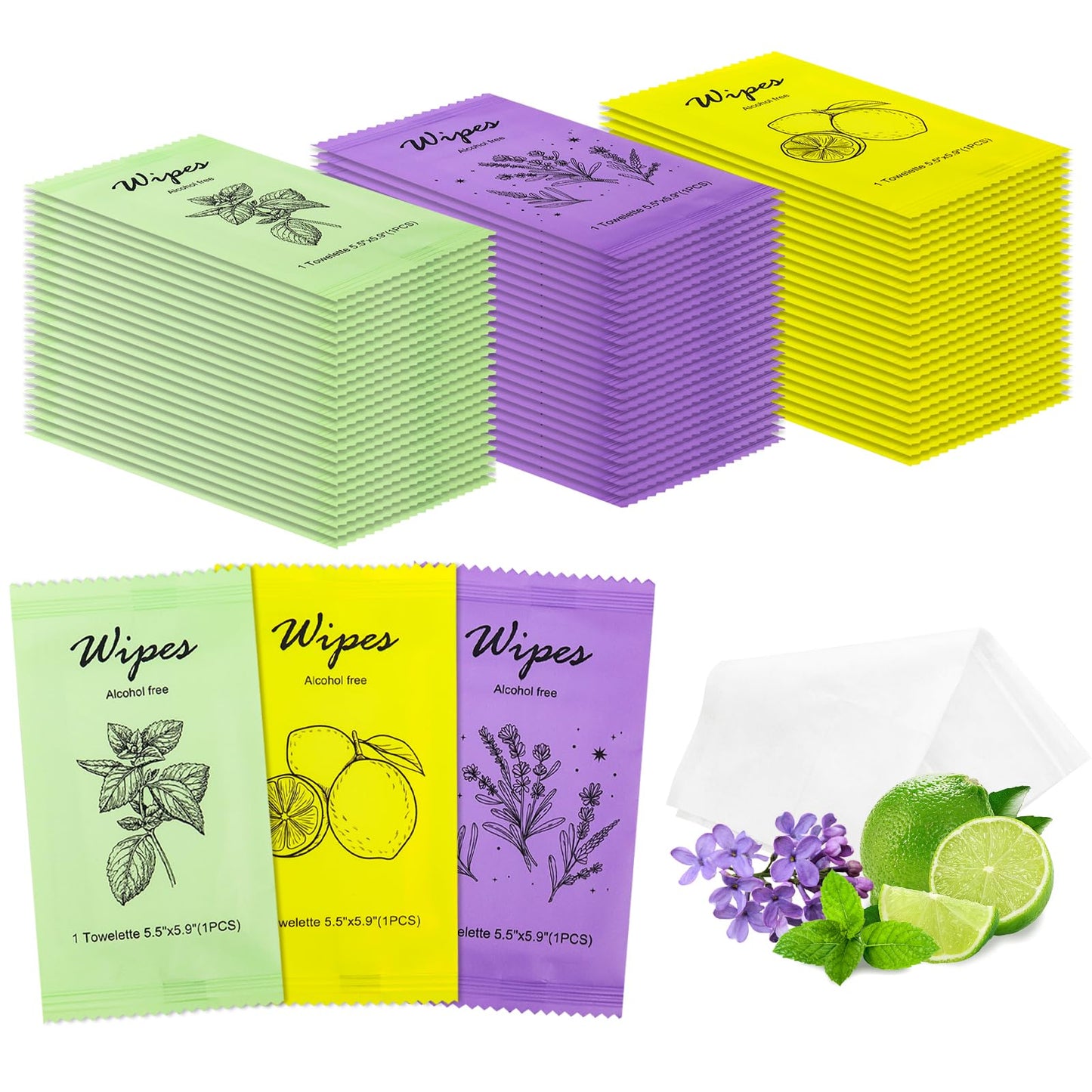 Individual Hand Wipes Wet Wipes Travel Size,Wet Wipes Individually Wrapped Bulk Cleansing Travel Size Wipes for Wedding Travel Restaurant Barbecue150