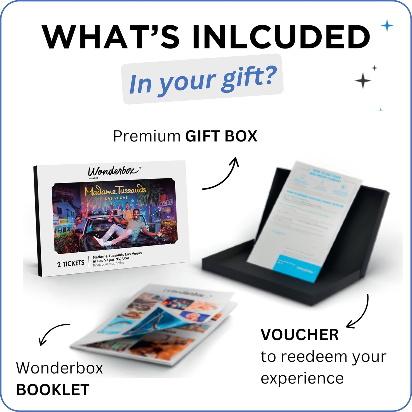 Wonderbox Madame Tussauds Las Vegas Gift Box, 2 Admission Tickets for Wax Museum, Gift Experience for Kids & Families
