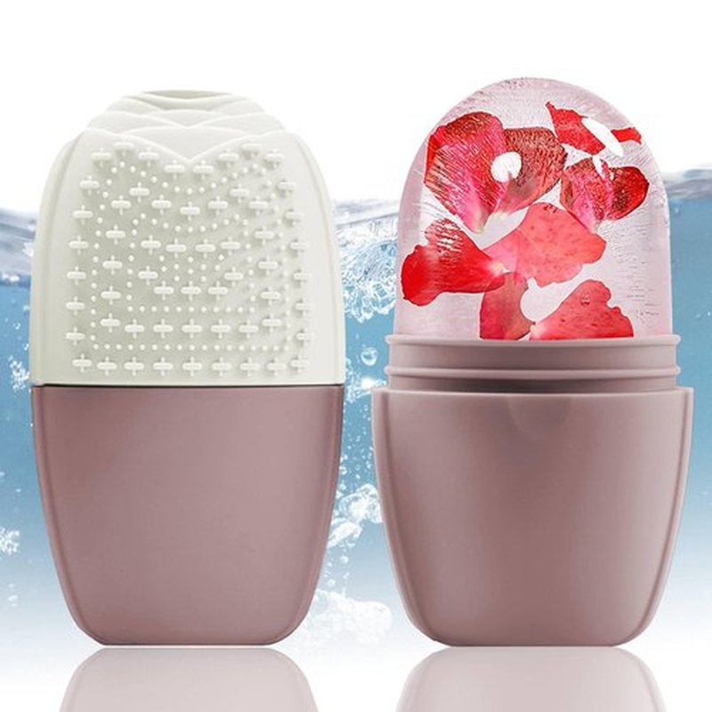 XHJRI Ice Face Roller Massager,Ice Cube Roller for Face, Eyes and Neck Naturally Conditioning and Skin Care,De-Puff Eye Bags,Reduce Migraine Pain,Reusable Massage Silicone Ice Mold (New Brown)