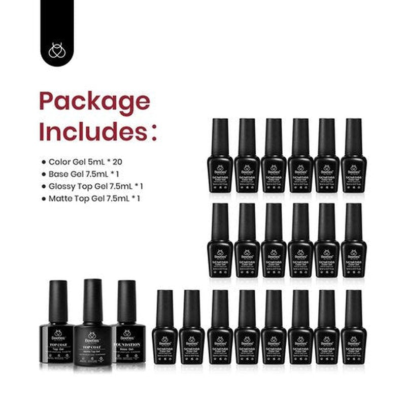 Beetles Gel Nail Polish 23Pcs Nail Set Dare to Bare Collection Nude Pink Gel Nail Polish White Neutral Soak off Uv Led Lamp Needed Manicure with 3Pcs Base Matte and Glossy Gift for Women