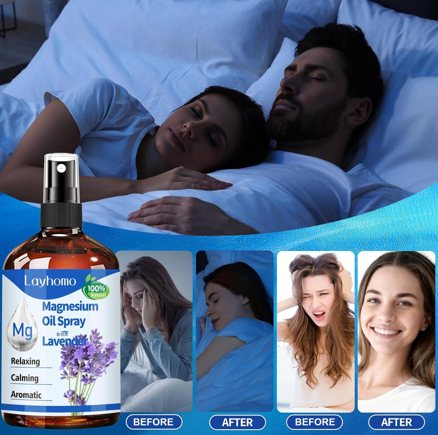 Magnesium Oil for Feet,Pure Magnesium Spray for Sleep,Liquid Topical Athletes Foot Spray Soothing Sore Muscles,Relaxing Leg Cramps Pain Ultra Concentration with Lavender Oil (Magnesium Oil)