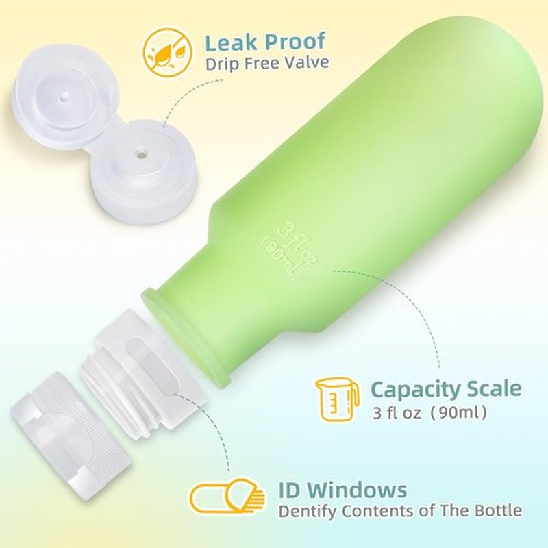 yahaa Travel Bottles for Toiletries,3oz Leak Proof Squeezable Travel Size Containers, 5 Pack TSA Approved Travel Essentials for Shampoo Conditioner,Silicone,White Pack