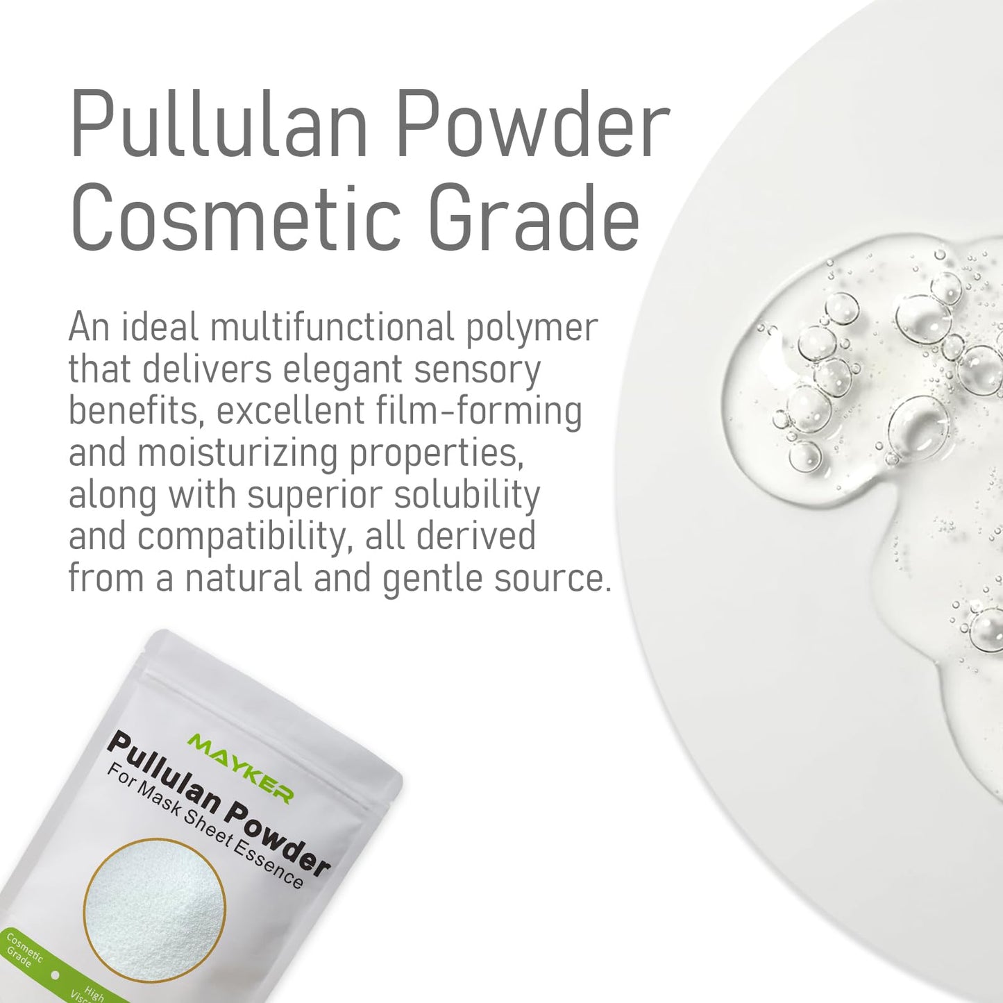 MAYKER Pure Pullulan Powder 1.76oz, High Viscosity, Cosmetic Grade Film-Forming Polymer for Gel Mask & Mask Sheet Essence Formulation
