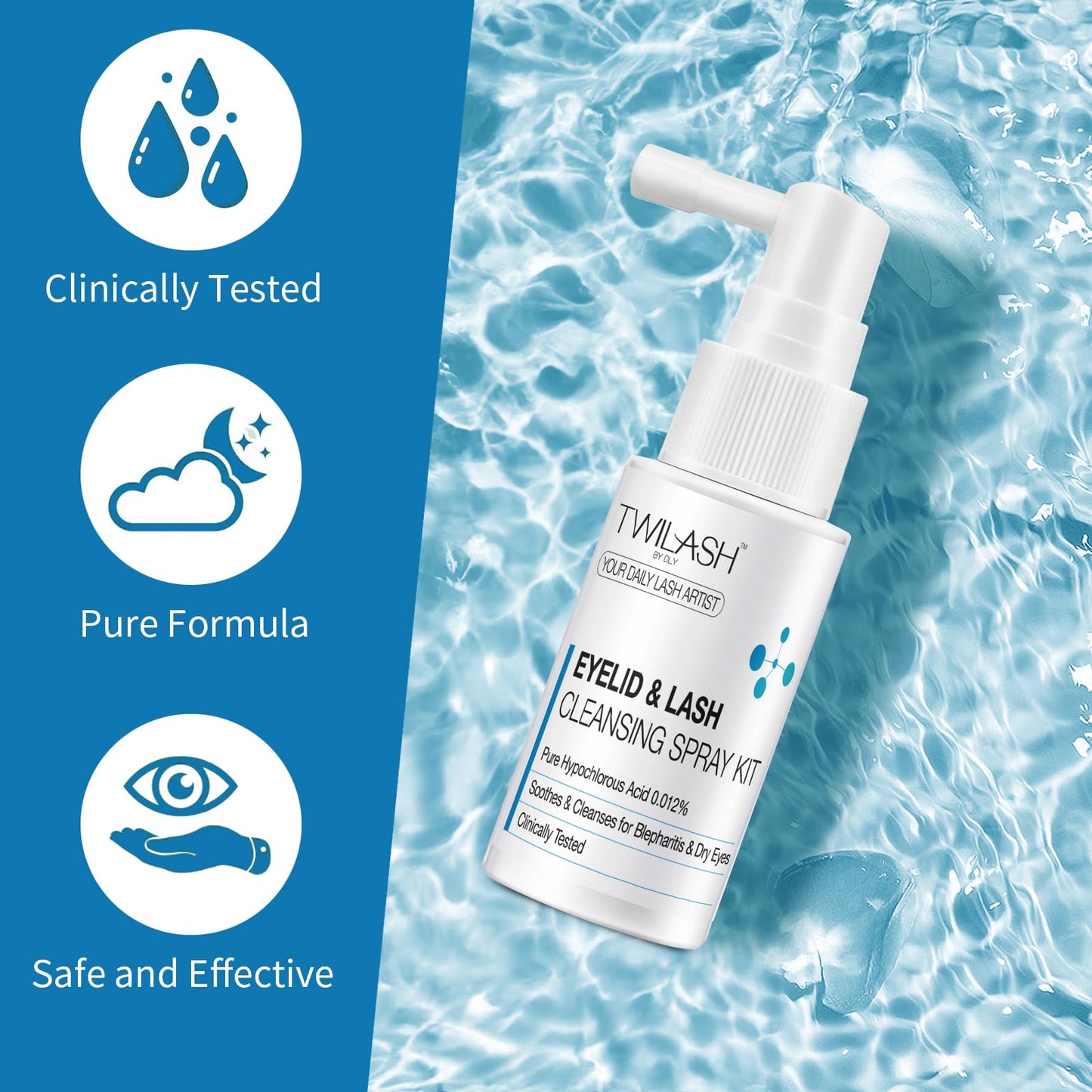 TWILASH BY DLY Eyelid & Lash Cleansing Spray 6 Pack Kit – 6 x 30ml | Pure Hypochlorous Acid Eye Wash for Soothing & Cleansing Blepharitis & Dry Eyes