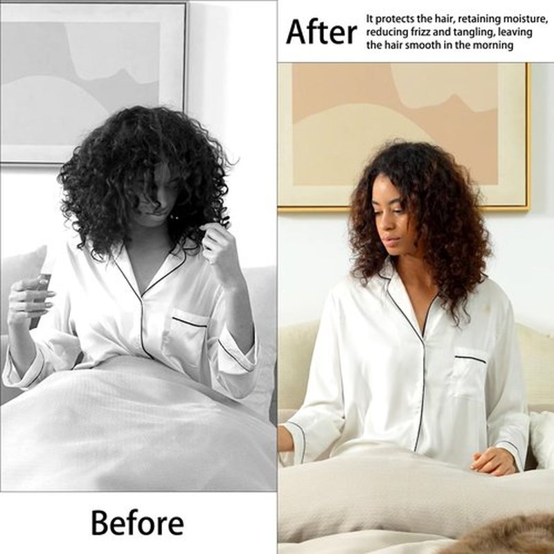 Satin Bonnet Silk Bonnet for Curly Hair Bonnet Braid Bonnet for Sleeping Bonnets for Women Large Double-Layer Adjustable(2Pcs Black)