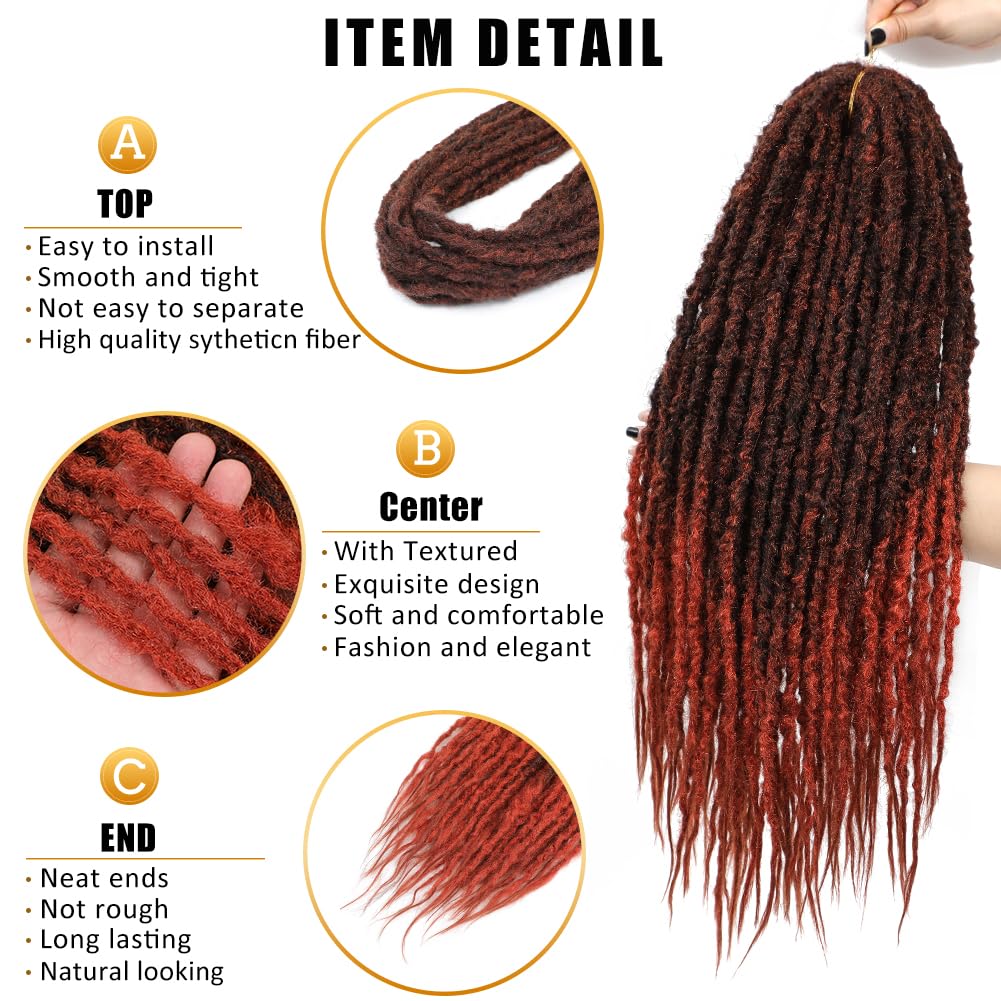 Aguacor Textured Dreads Synthetic Straight Double Ended Dreadlock Extensions with Texture 20inch 25 Strands Thin Soft DE Dread Extensions for Women (25 Strands, 1B/350)