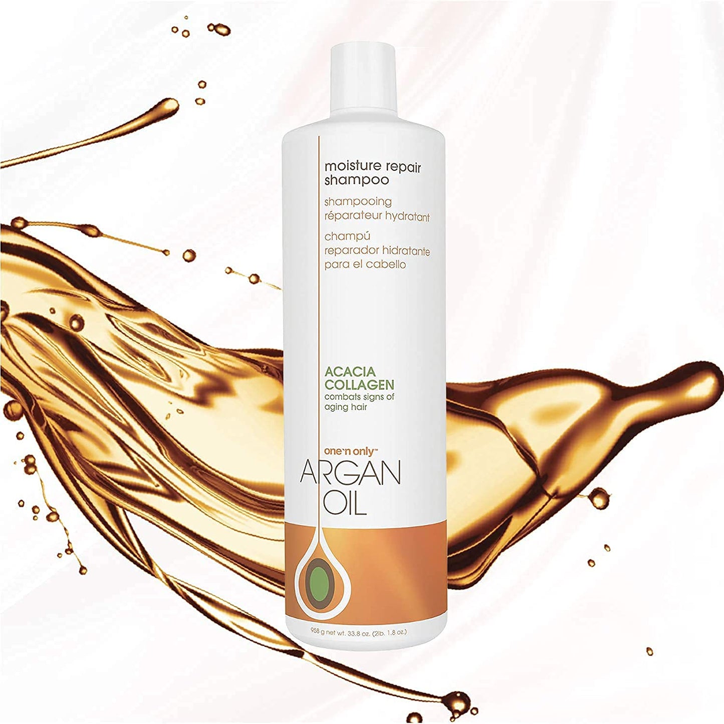 One 'n Only Moisture Repair Shampoo with Argan Oil Rebalances Hair Levels Adds Volume and Shine Repairs Damage from Chemicals Heat Styling 33.8 Fl. Oz