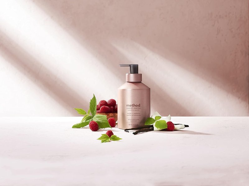 Method Gel Hand Soap - Vanilla & Raspberry Scent | Reusable Pink Aluminum Bottle, 12 oz (Pack of 3)