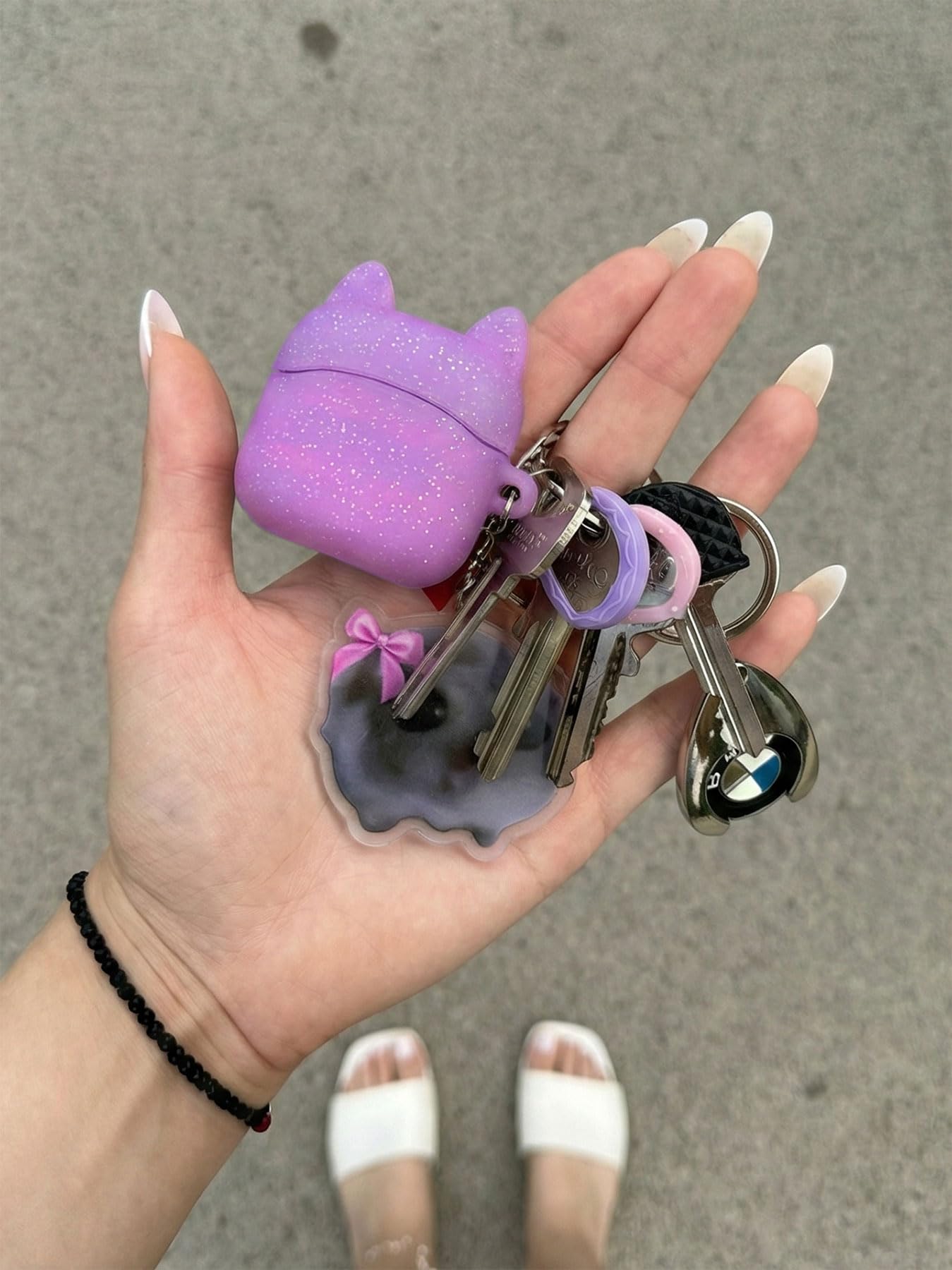 Cute Cat Silicone Case for Vaseline Lip Therapy Mini 0.25oz, Portable Keychain for Backpack & Car Keys, Easy-Grip Anti-Loss Sleeve, Stocking Stuffer & Party Favor Gift (Case Only) (Cat, Purple)