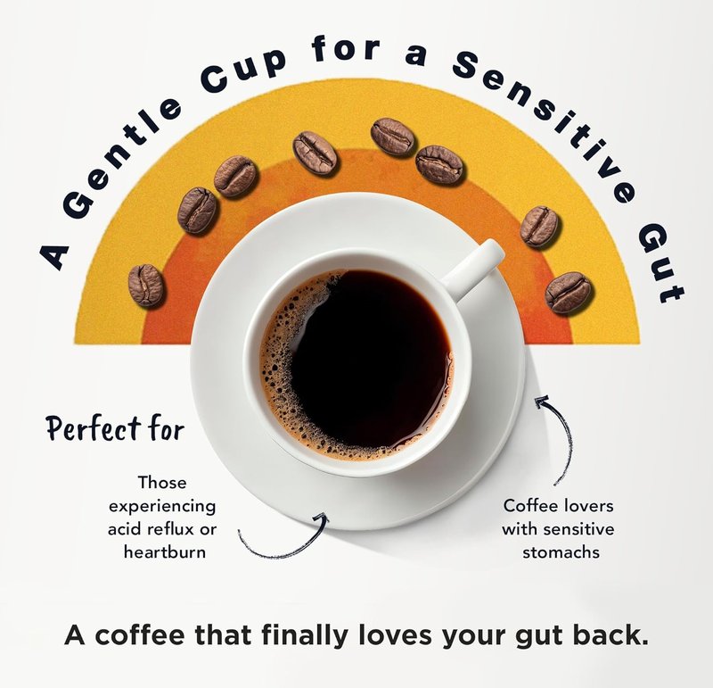 Happy Gut Coffee - Organic Medium-Dark Roast Coffee for Gut Health - 12oz Ground | Smooth Flavor, Gluten-Free