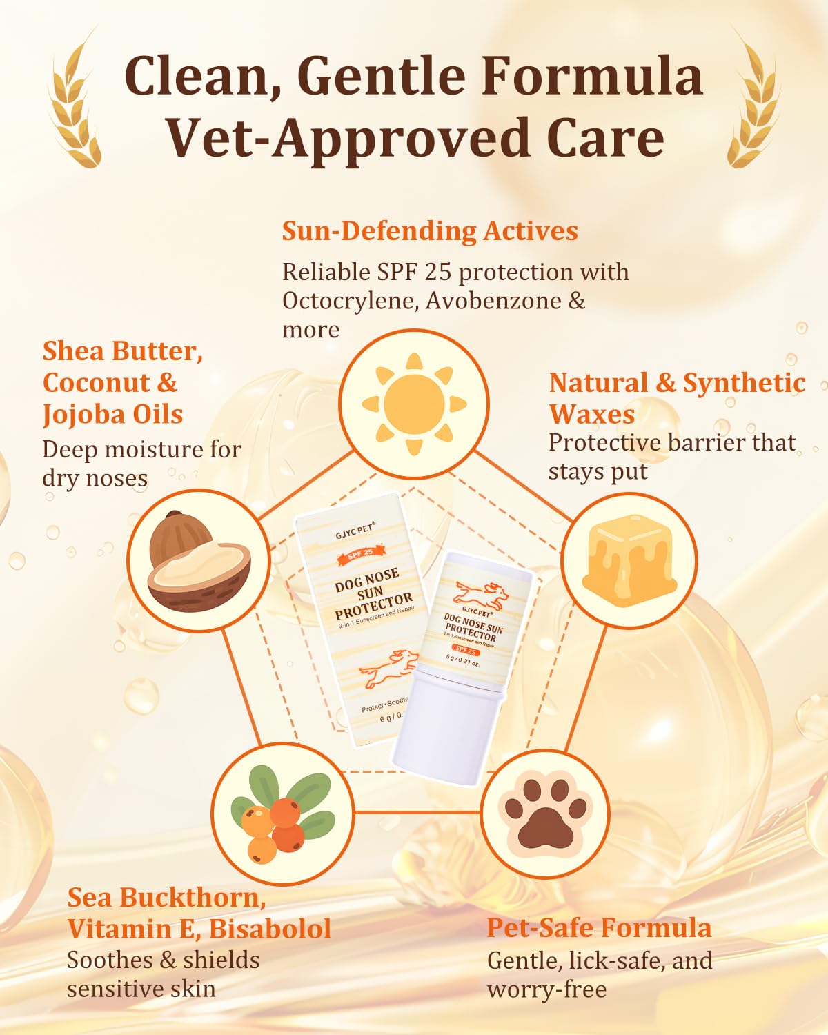 Dog Nose Sun Protector Balm - SPF25+ Snout Sunscreen for Pups, Shea Butter & Coconut Oil Moisturizer Formula, Protects & Against Dry, Cracked Sensitive Noses