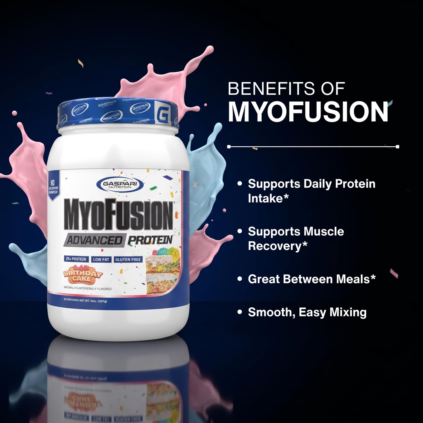 Gaspari Nutrition Myofusion Advanced Protein, Protein Blend with Whey Protein, Casein Protein and Isolate Protein, Low Fat and Gluten Free (2lbs, Cookies and Cream)