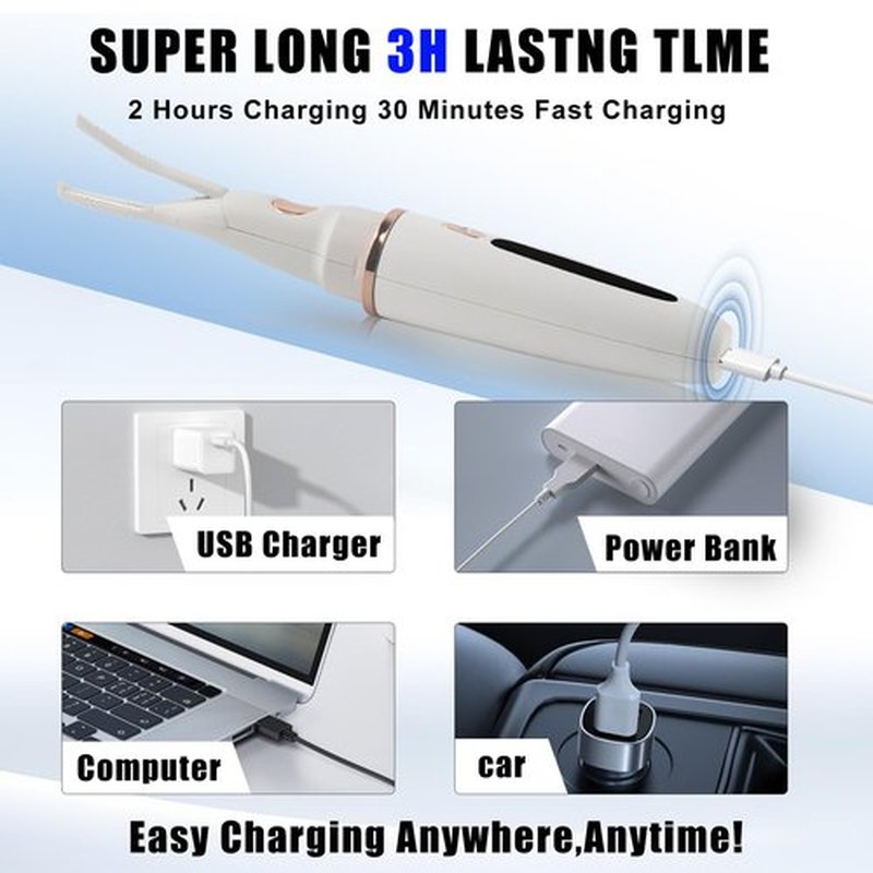 Heated Eyelash Curlers - 2 in 1 Clip- Type Heated lash Curler Best Seller Electric Eyelash Curler LED Display 3 Temp Settings for Makeup Tools USB Rechargeable Natural Curling 24H Long Lasting