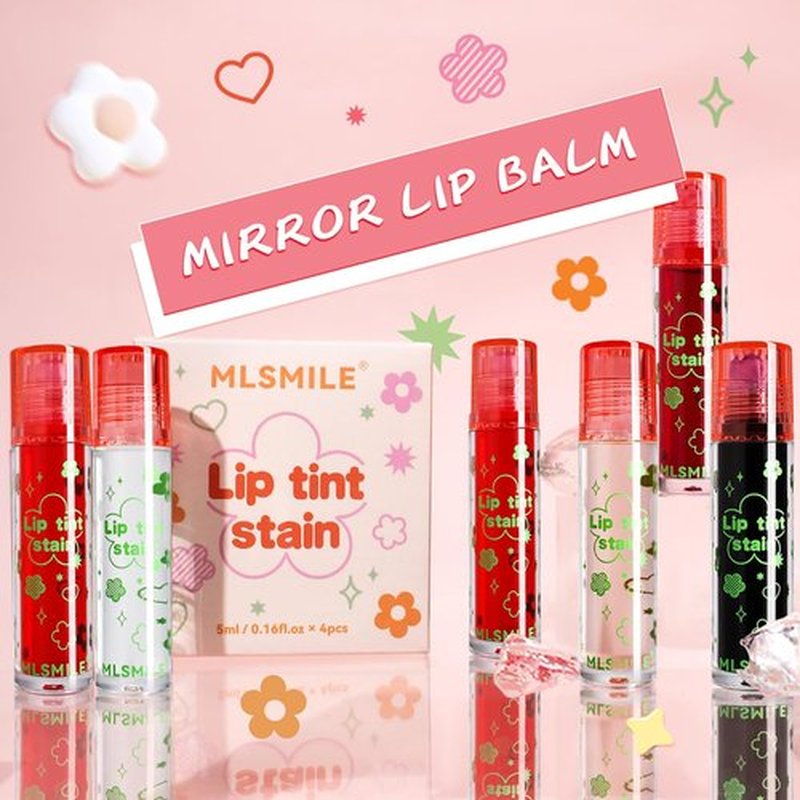 Tiejdhr 4PCS Rolling Ball Lip Oil Set, Long Lasting Hydrating & Moisturizing Lip Gloss Set for Kids Lip care, Transparent Lip Gloss for Dry and Chapped Lips (Set B, 0.16 Oz/Pcs)