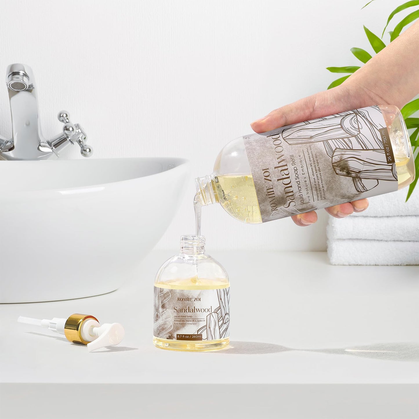 ROMIIE ZOI Liquid Hand Soap Refill, Sandalwood,Gentle & Moisturizing Formula, 750 ML/ 26 FL OZ