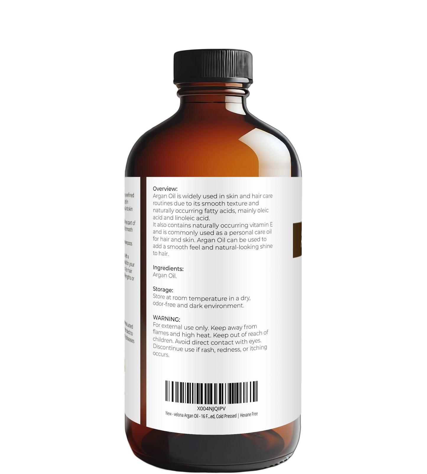 velona Argan Oil - 16 Fl Oz in Glass Bottle | 100% Pure and Natural | Morocco Oil | Skin, Body and Face Care | Nails Protector | Unrefined, Cold Pressed | Cap Kit