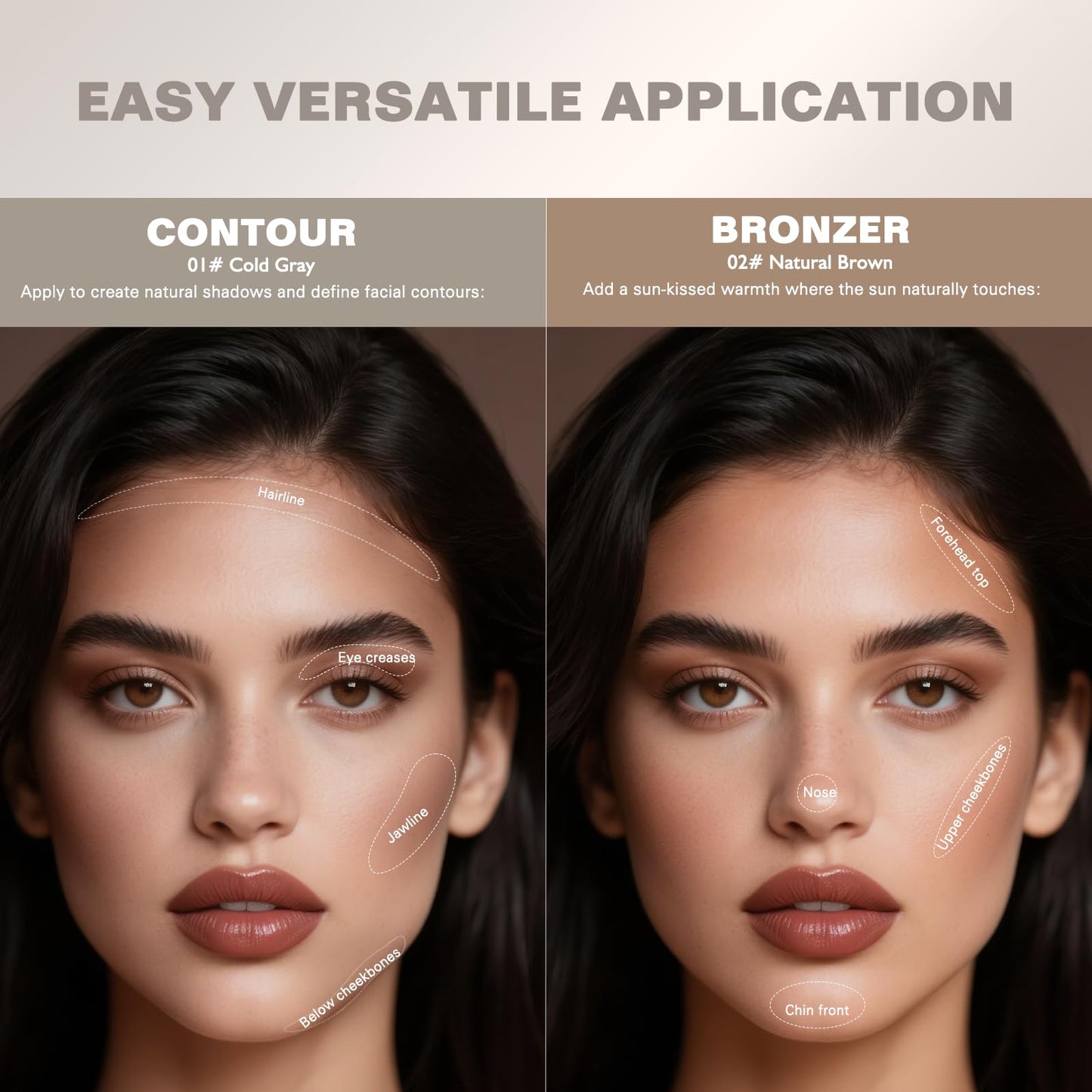 Wugbc Natural Brown Liquid Contour Stick, Cream Bronzer Lightweight Blendable Highly Pigmented Warm Toned Liquid Contouring Makeup for Face Definition Bronzed Glow Natural Look