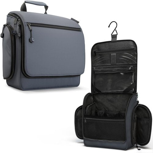 VENTURE 4TH Hanging Travel Toiletry Bag for Women & Men - Travel Organizer with Expandable Compartments & Removable Clear Pouch for Toiletries (Gray)