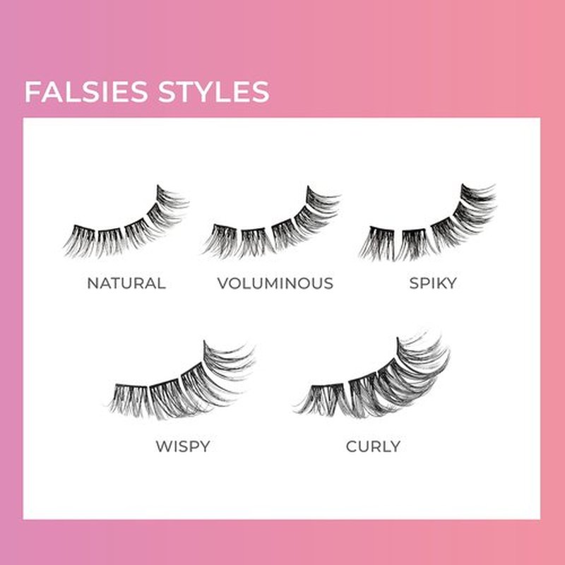 imPRESS Falsies Self Adhesive Eyelashes Eyelash Clusters Kit, 12mm-14mm Glam Volume Lashes, Black, No Glue Needed, Invisible Band, 24 Hours | 20 Clusters & Ergonomic Non-Stick Applicator - Spiky