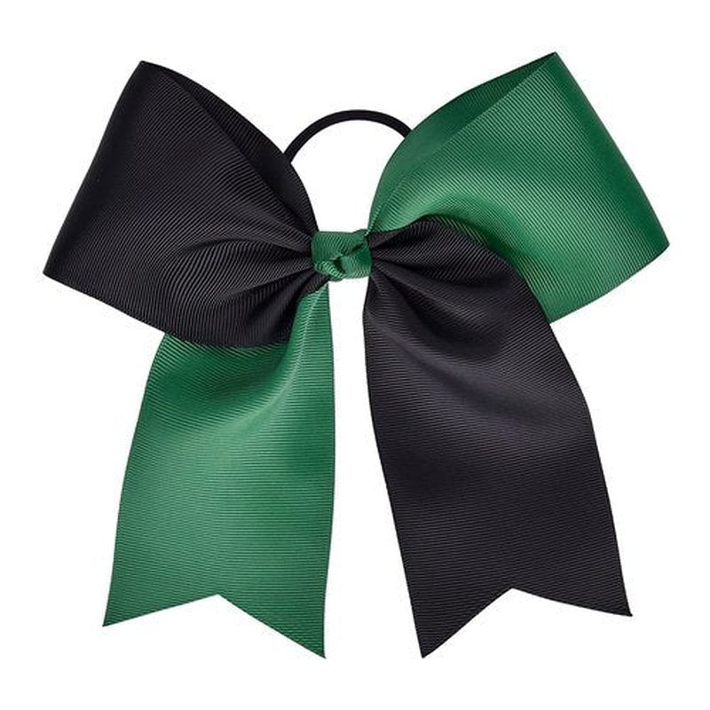 DEEKA 12PCS 8" Two Toned Large Cheer Hair Bows Ponytail Holder Handmade for Teen Girls Softball Cheerleader Sports -Forest Green/Black