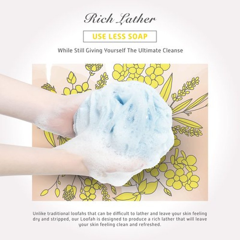 Spongentle Dual Texture Deep Cleansing Loofah Sponge for Radiant Skin, Pack of 3, Bath and Shower, Exfoliating Body Scrubber, Beautiful Colors for Women and Men