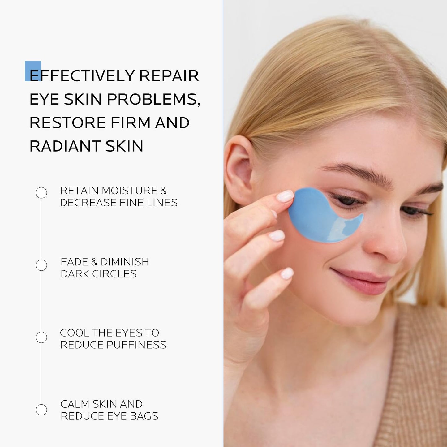 Dr. Pure Under Eye Patches for Wrinkles: Retinol Collagen Eye Mask for Puffy Eyes and Dark Circles with Hyaluronic Acid - Smooth Fine Lines Moisturizing and Hydrating (30 Pairs)