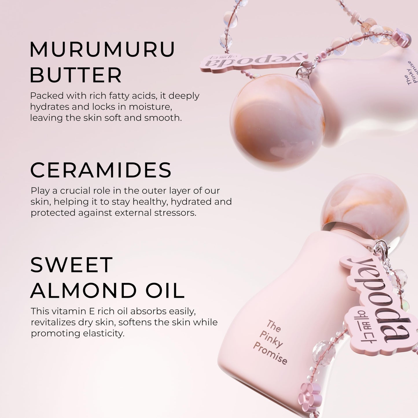 Yepoda The Pinky Promise, Hydrating Ceramide & Murumur Butter Hand Cream, Vegan Korean Hand Care for All Skin Types, 1,69 FL. OZ. (50 mL)