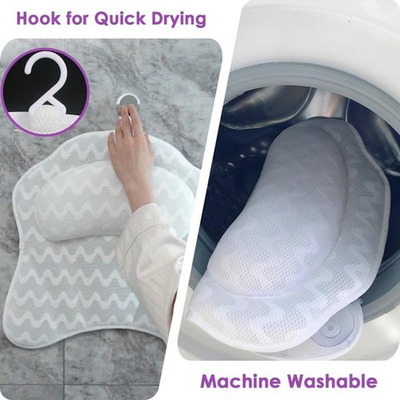 AEROiVi Bath Pillows for Tub Neck and Back Support, Bathtub Pillow with Headrest Cushion, 6 Non Slip Suction Cups Spa Relaxing Bathroom Accessories