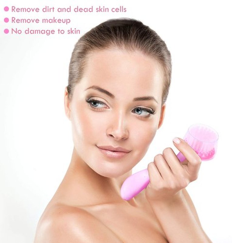 3 Pieces Facial Cleansing Brush Acrylic Handle Face Scrubbers Soft Bristle Exfoliator Cleaner Brush Scrub Exfoliating Facial Brush for Face Care Makeup Skincare Removal (Pink)