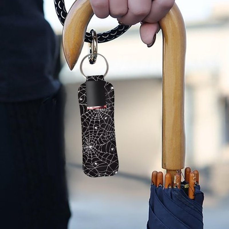 SEANATIVE Cobweb 5PCS Chapstick Holder Key Chain Cute Lip Balm Holder Keychain Clip on Lipstick Lip Gloss Keychain Sleeve Holder for Travel Accessories