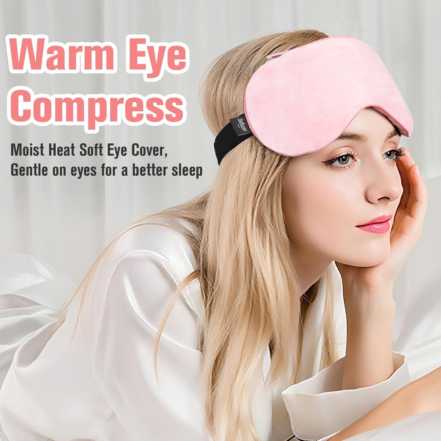 BeHoomi Heated Eye Mask, Weighted Sleep Mask Warm Compress for Eyes, Cooling Eye Mask for Sleeping, Reusable Eye Masks for Home, Office, Hot and Cold for Eye Relaxation, Gifts for Women (Pink)