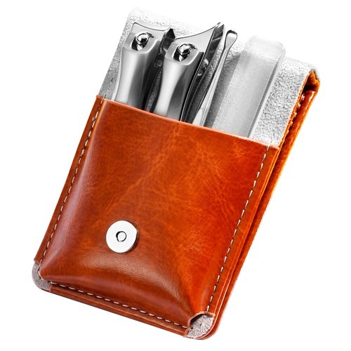 Nail Clippers Set Travel Nail Clippers Set of 4 Stainless Steel Nail Clippers Slant Edge Nail Cutter Ear Spoon Glass Nail File Manicure Kit Holiday Gift for Women Men