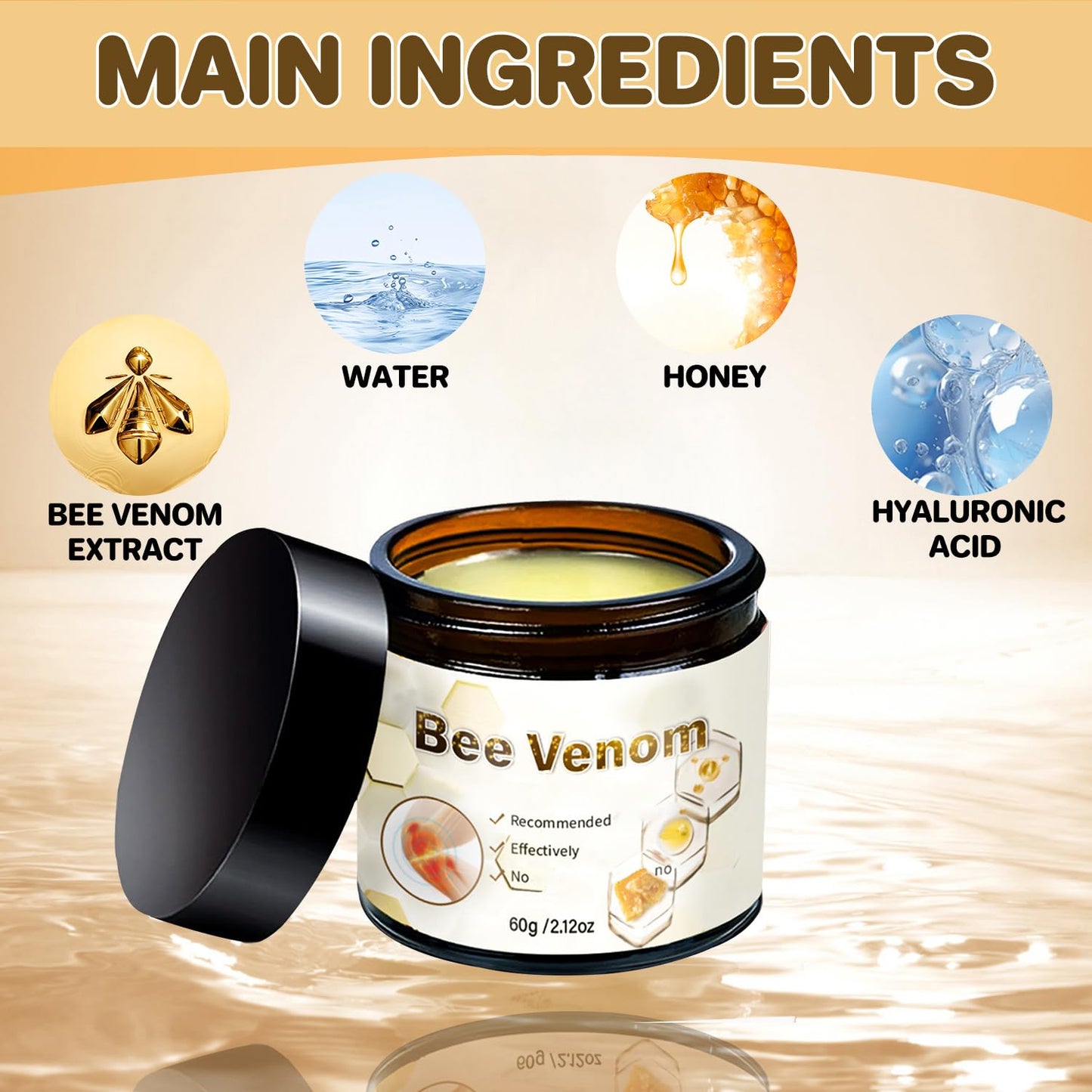 KEBEGE 2 PCS Bee Venom Cream, Bee Venom Advanced Cream,Suitable for Back, Neck, Hands, Foot, Etc