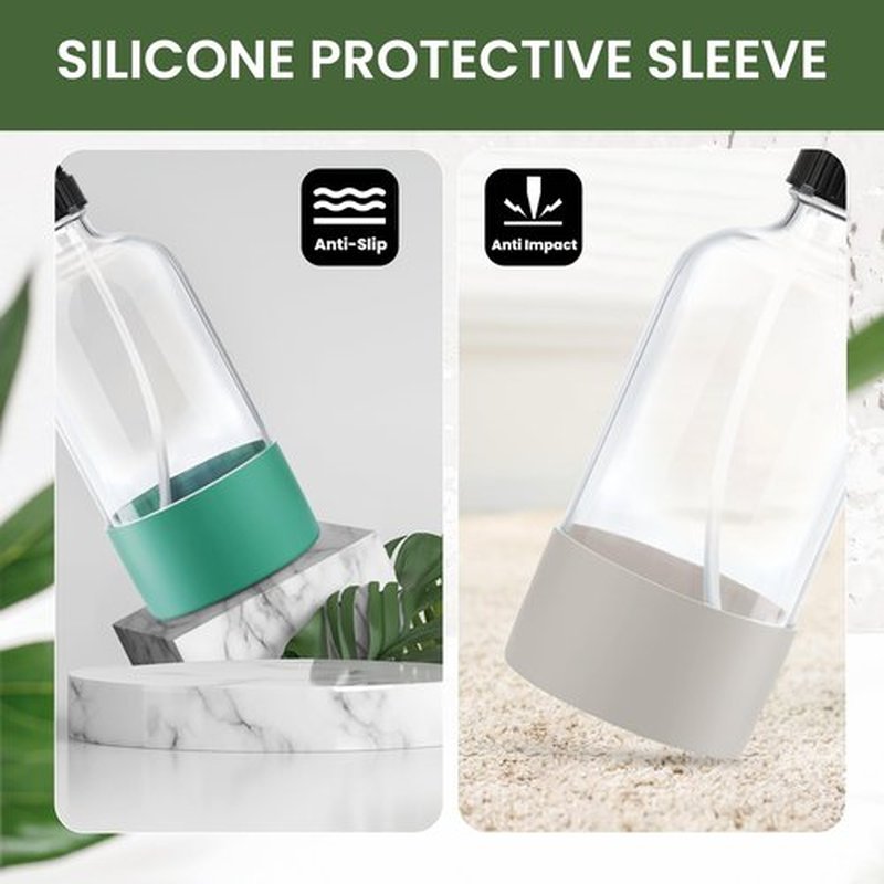 LiBa Glass Spray Bottles for Cleaning 2 Pack, 16 oz Refillable Empty Spray Bottle with Silicone Sleeve for Essential Oils, Hair, Plants, Adjustable Nozzle for Squirt and Mist, Label Sticker Included