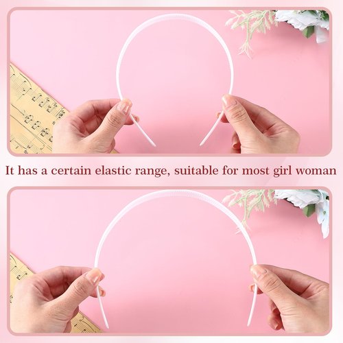 XunYee 100 Pcs Plastic Headbands with Teeth Plain Hair Bands for Women Girls DIY Hair Accessories (White, 20 mm)
