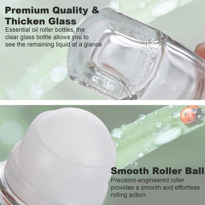 Generic 2 PCS Glass Deodorant Roller Bottle Empty, Roll On Bottles Containers, Leak Proof Refillable Roller Bottles for Essential Oils Perfume (50ml)