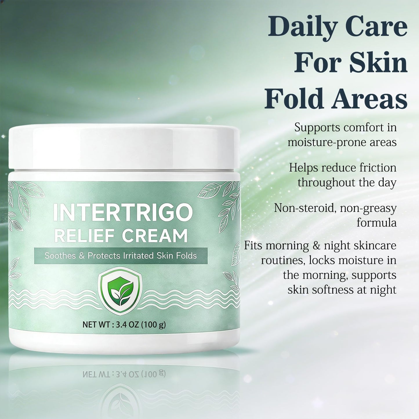 2Pcs Intertrigo Cream, Skin Fold Barrier Cream, Skin Fold Care & Chafing Support Cream, Fast-Drying Non-Greasy Formula for Friction-Prone Areas, 3.53 oz