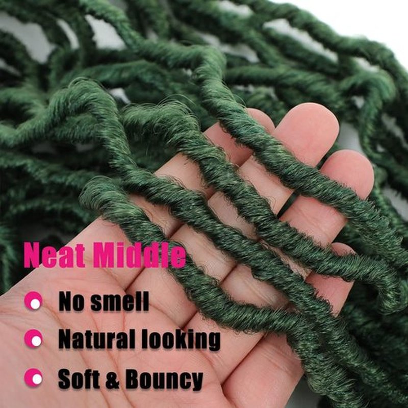 Soft Locs Crochet Hair 24Inch 2 Packs Faux Locs Crochet Hair Pre Looped Green Color Synthetic Hair Extension for Women (24Inch, 2Packs Green) …