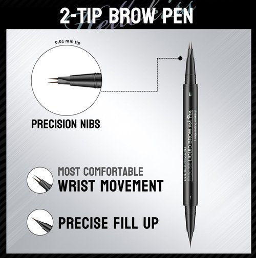Magical Curved Brow Pen, Trailott Eyebrow Pen 2 Fork Tip, Trailott Microblading Eyebrow Pen, HelloKiss Precise Liquid Brow Double Headed ink Pen Long-lasting Makeup Waterproof (4# Black Brown)