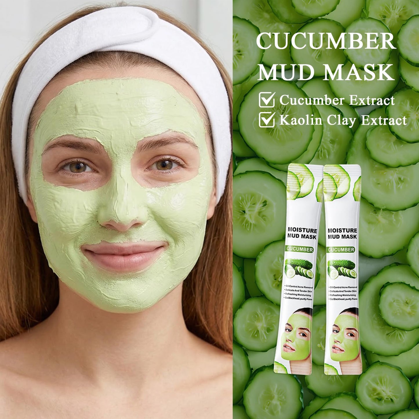 30 Pcs Clay Mask Set-Vitamin C Clay Mask,Dead Sea Mud Mask,Cucumber Clay Face Mask for Oily Skin,Blackheads & Pore Concerns,Deep Cleansing Pore Mask,Men & Women Face Peel Mask With Silicone Mask Brush