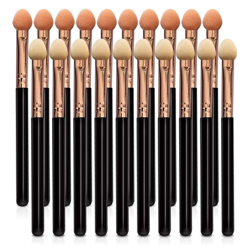 UorPoto Eyeshadow Applicators Double Sided Sponge Tip Foam Reusable，20Pcs Professional Organic Long Handle Washable Makeup Eye Shadow Brush Set
